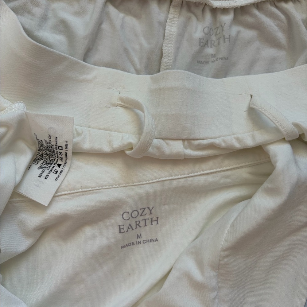 Women's Bamboo Stretch-Knit Long Sleeve Pajama Set in Ivory - Picture 3 of 3